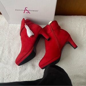 Ashley Stewart Bold Red Ankle Booties